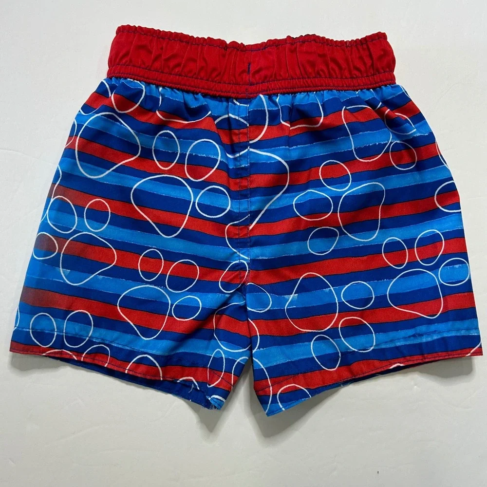 Kids Paw Patrol Swim Trunks Blue Red Paw Print Elastic‎ Size 2T